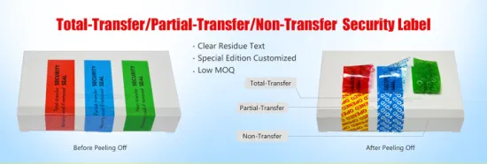 Nicht übertragbares Sicherheitsetikett, keine Rückstände, Sicherheitsetikett, Void-Etikett, Void-Aufkleber